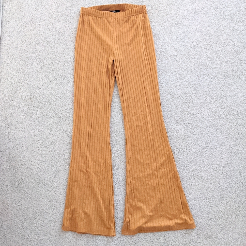 Ribbed Mustard High Waisted Flares
